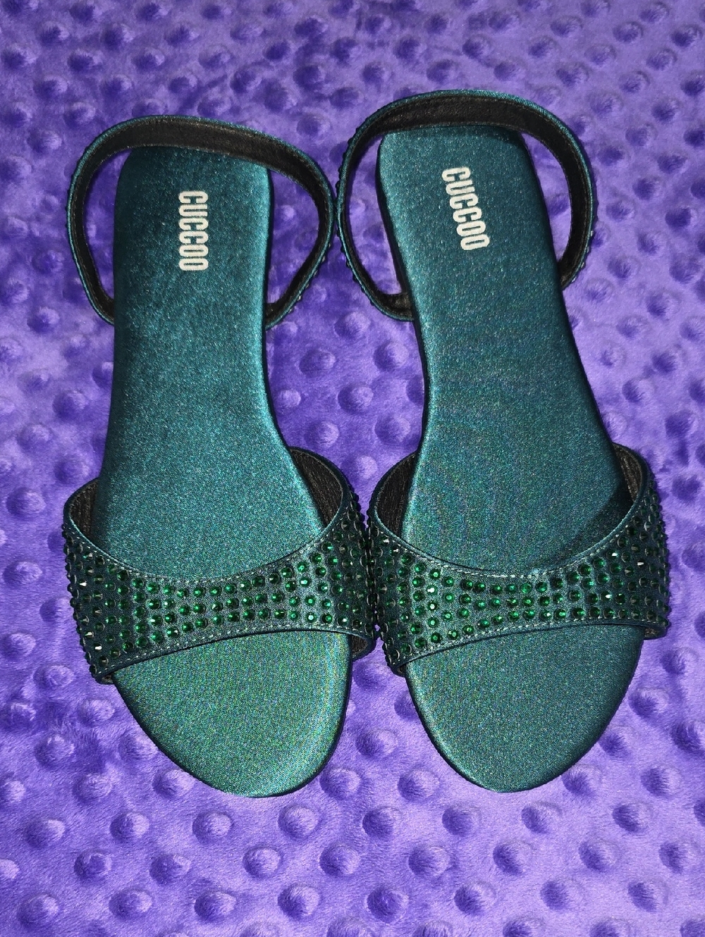 CUCCOO Teal Crystal-Embellished Women’s Sandals